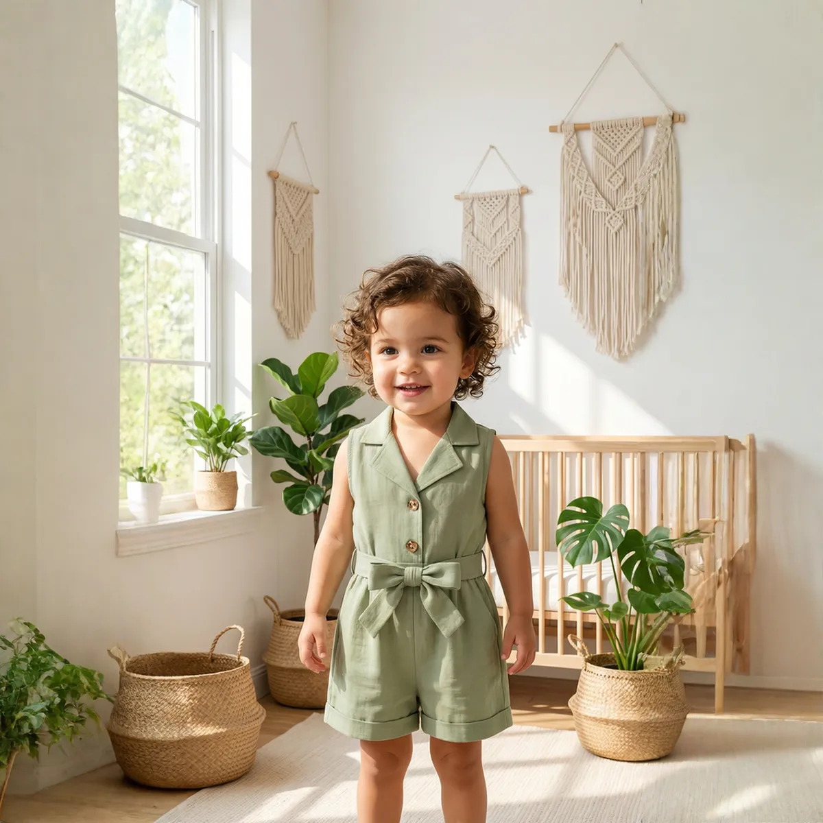 Mono De Bebé Niña Con Botón Y Cinturón - Imagen 3