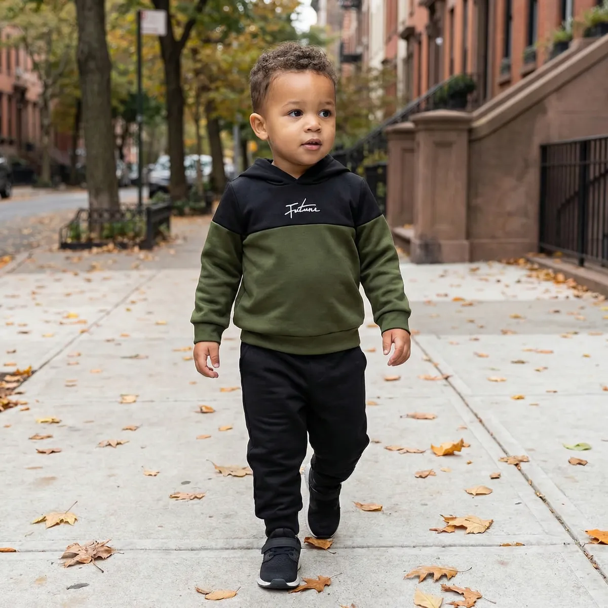 Conjunto Deportivo Bebé Con Estampado De Letras Y Capucha - Imagen 5