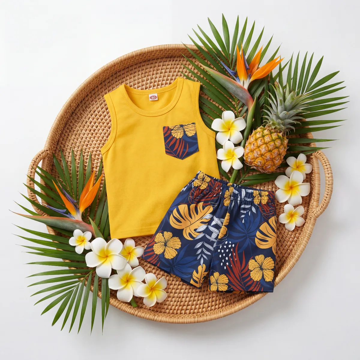 Conjunto Playero Con Bolsillo Estampado Para Niños - Imagen 5