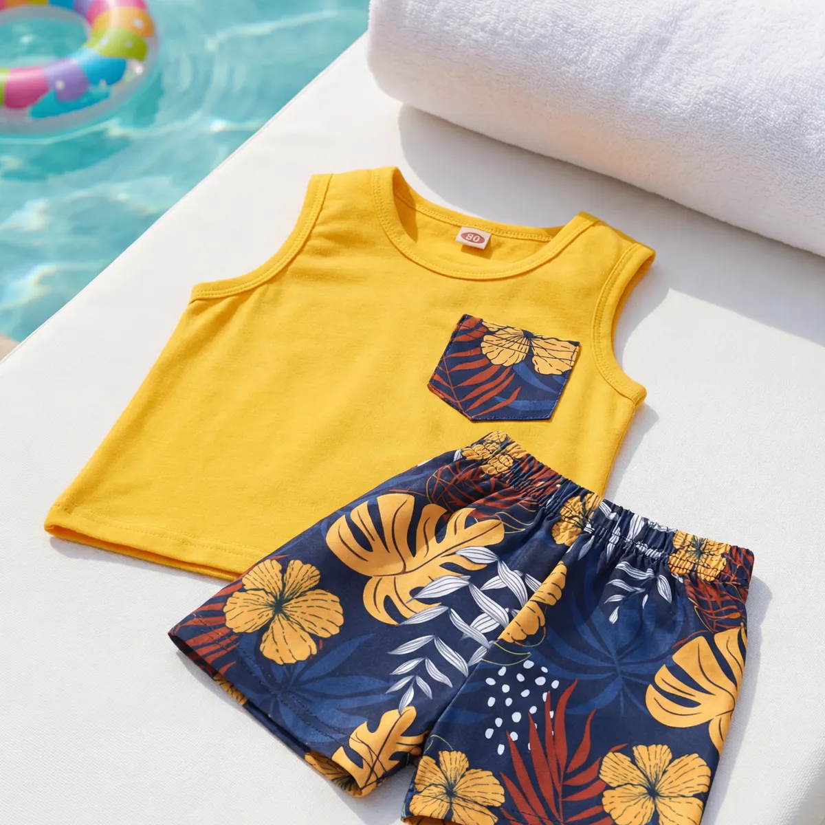 Conjunto Playero Con Bolsillo Estampado Para Niños - Imagen 7