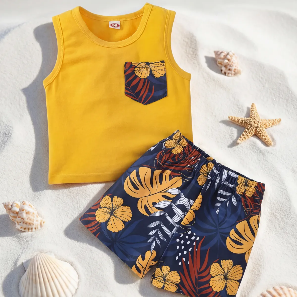Conjunto Playero Con Bolsillo Estampado Para Niños - Imagen 4