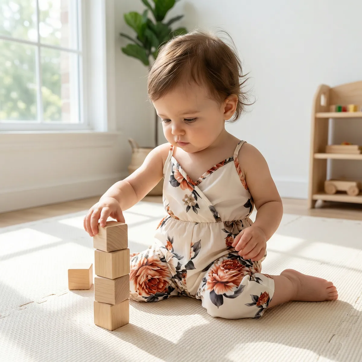 Mono Bebé Con Estampado Floral De Tirantes - Imagen 2