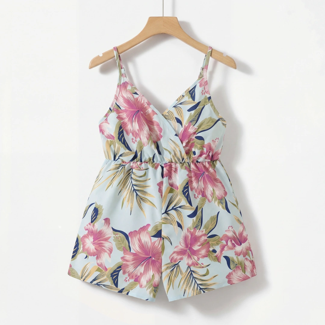 Mono con tirantes estampado tropical - Imagen 3